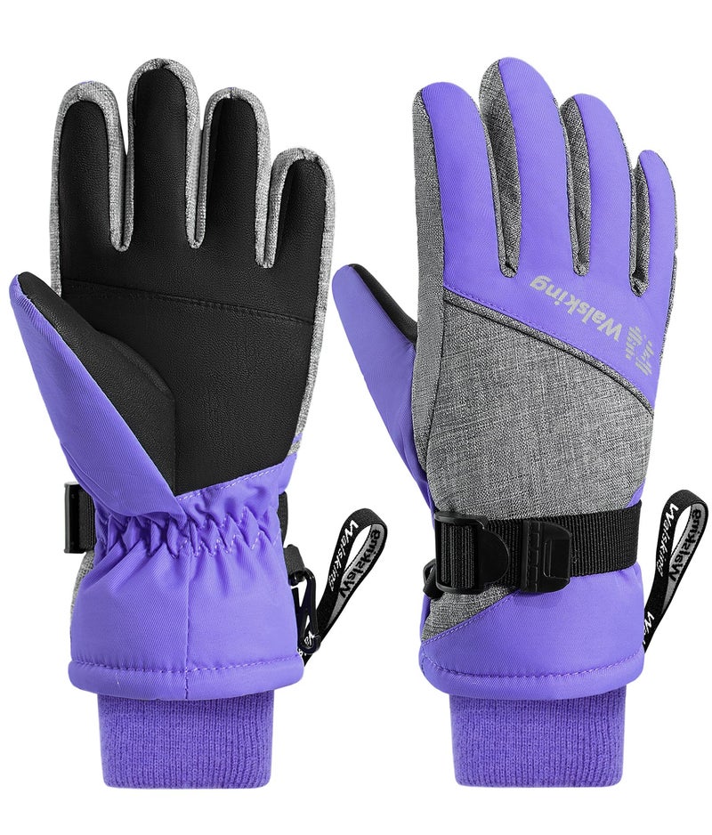 WALSKING Kids Waterproof Winter Thinsulate Warm Cold Weather Winter Snow Ski Gloves-Fits Boys and Girls Youth Child Outdoor - Image 1