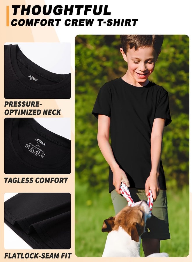 BIGANT Boys Shirts Athletic Dry Fit Tees Moisture Wicking Quick Dry Short Sleeve T-Shirts Sports Training Outdoor Activewear Tops, Black7498, 10-12 Years - Image 5