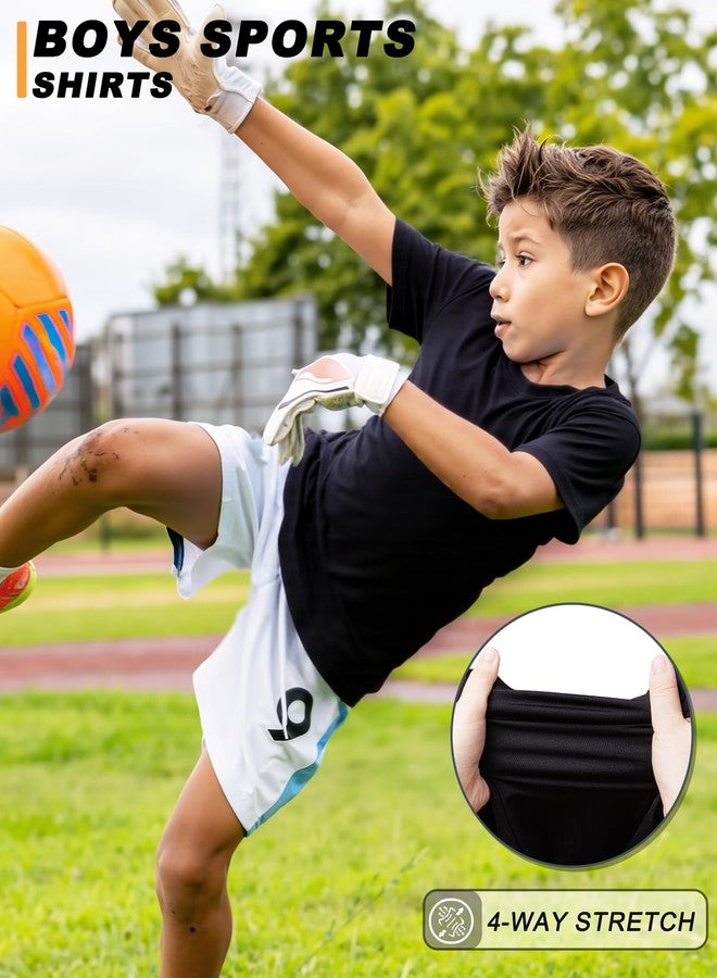 BIGANT Boys Shirts Athletic Dry Fit Tees Moisture Wicking Quick Dry Short Sleeve T-Shirts Sports Training Outdoor Activewear Tops, Black7498, 10-12 Years - Image 4