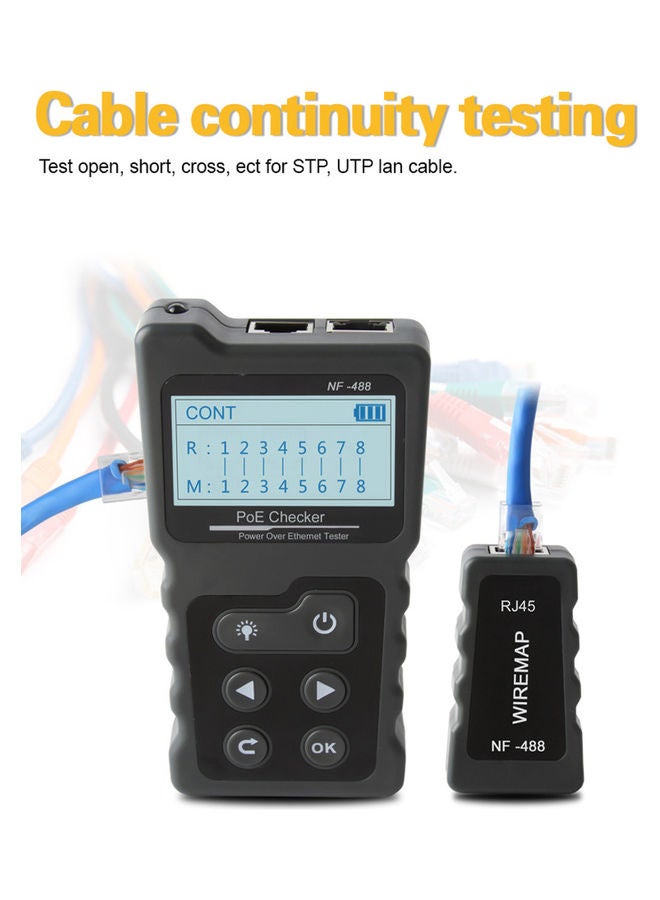 NF-488 Multi-functional LCD Network Cable Tester Grey 22.5 x 4 x 11cm - Image 2