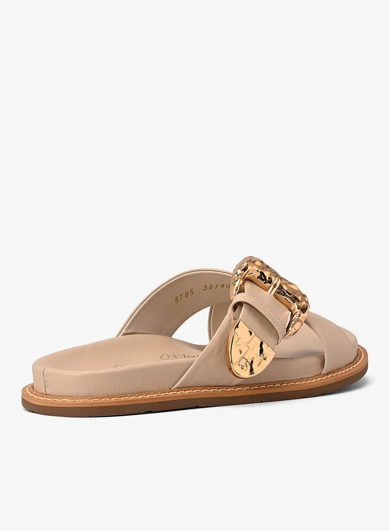 Carmen Steffens Papete Ivory Crossed Straps with Buckle