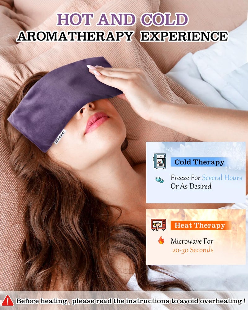 Hihealer Weighted Eye Mask for Sleep, Yoga, Meditation, Lavender Eye Pillow Heated for Headache, Sinus, Dry Eyes Relief, Moist Heat Mask Purple Relaxation Gifts for Women (Purplex4) - Image 4