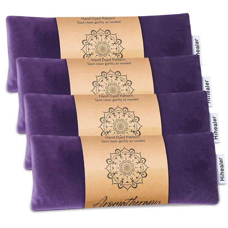 Hihealer Weighted Eye Mask for Sleep, Yoga, Meditation, Lavender Eye Pillow Heated for Headache, Sinus, Dry Eyes Relief, Moist Heat Mask Purple Relaxation Gifts for Women (Purplex4) - Image 1