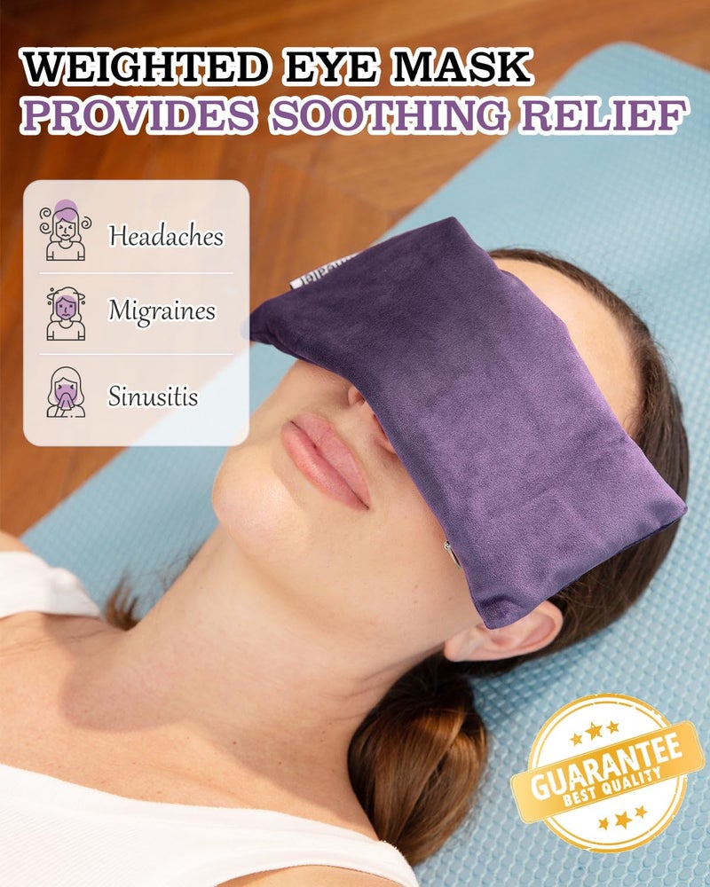 Hihealer Weighted Eye Mask for Sleep, Yoga, Meditation, Lavender Eye Pillow Heated for Headache, Sinus, Dry Eyes Relief, Moist Heat Mask Purple Relaxation Gifts for Women (Purplex4) - Image 5