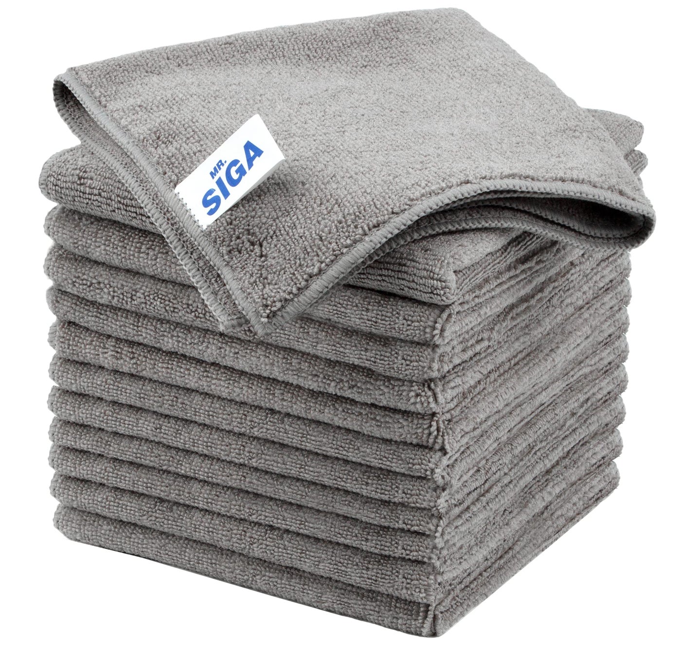 Mr Siga MR.SIGA Microfiber Cleaning Cloth, All-Purpose Microfiber Towels, Streak Free Cleaning Rags, Pack of 12, Grey, Size 32 x 32 cm(12.6 x 12.6 inch)