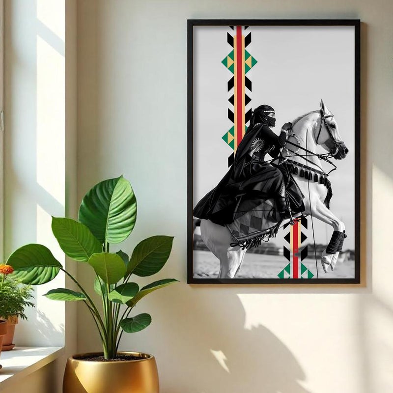 Marktna One canvas painting with a Najdi art design and a hollow frame, measuring (60×90), single piece - Image 2