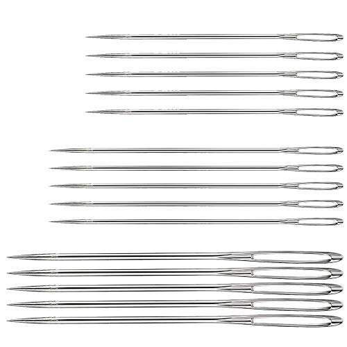 Hekisn Large Eye Sewing Needles, Sewing Needles, Stainless Steel Embroidery Thread Needle, Handmade Yarn Knitting Needles Leather Needle (15 Pieces) - Image 3