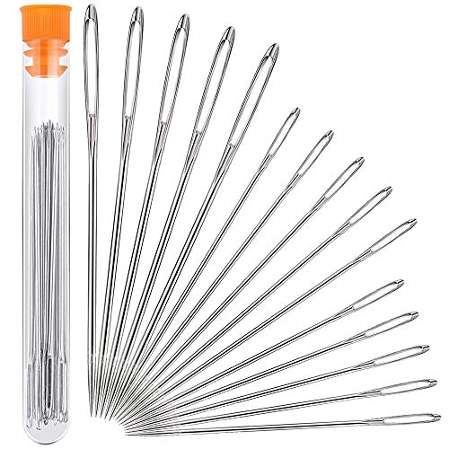 Hekisn Large Eye Sewing Needles, Sewing Needles, Stainless Steel Embroidery Thread Needle, Handmade Yarn Knitting Needles Leather Needle (15 Pieces) - Image 1