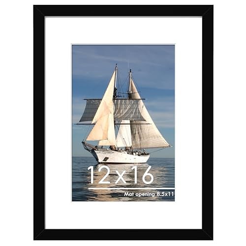 PEALSN 12x16 Picture Frame Display Pictures 85x11 with Mat or 12 x 16 Without Mat for Wall Mounting Display Photo Frames Diamond Art Frames Black
