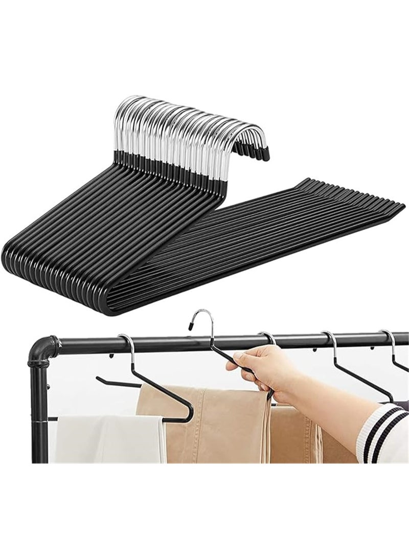 Open Hangers 20 Pack, Z-Type Pants Hangers Non Slip with Rubber Coating,  Multifunctional Strong Durable Metal Hangers for Pants Jeans Trousers Slacks Skirts, Space Saving, 35*14cm (Black 20Pack) - Image 1