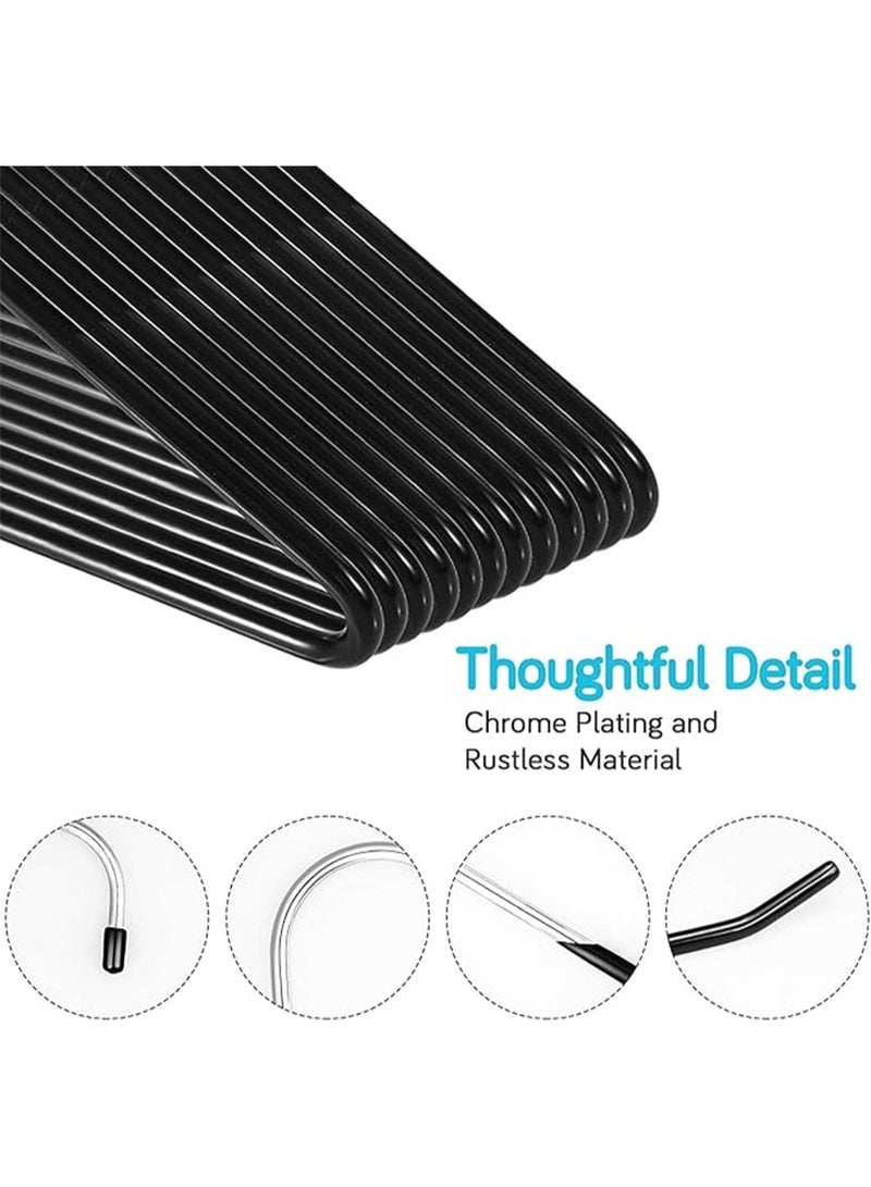 Open Hangers 20 Pack, Z-Type Pants Hangers Non Slip with Rubber Coating,  Multifunctional Strong Durable Metal Hangers for Pants Jeans Trousers Slacks Skirts, Space Saving, 35*14cm (Black 20Pack) - Image 2