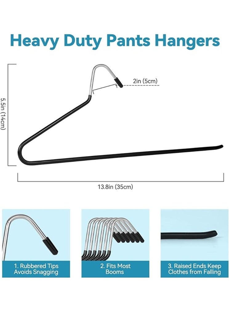 Open Hangers 20 Pack, Z-Type Pants Hangers Non Slip with Rubber Coating,  Multifunctional Strong Durable Metal Hangers for Pants Jeans Trousers Slacks Skirts, Space Saving, 35*14cm (Black 20Pack) - Image 4