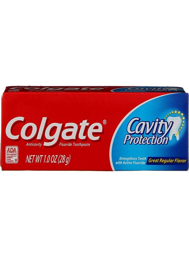 Colgate معجون أسنان كولجيت لحماية التجاويف بالفلورايد، نكهة عادية رائعة، حجم السفر معتمد من TSA، 1 أونصة (عبوة من 8)  - Image 1