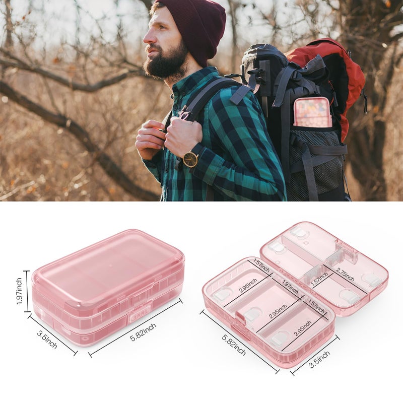 FYY Weekly Pill Organizer with Labels,8 Compartments Travel Daily Pill Case Airtight Moistureproof Large Pill Box to Hold Vitamins, Fish Oil, Supplements,Cotton Swab and Bandages-Pink - Image 2