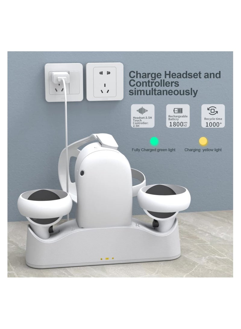 SOLARAE Charging Dock Set for Oculus Quest 2, Includes 2 Rechargeable Batteries and Covers, Support Magnetic Dual Controller Charging Headset and Grip - Image 3