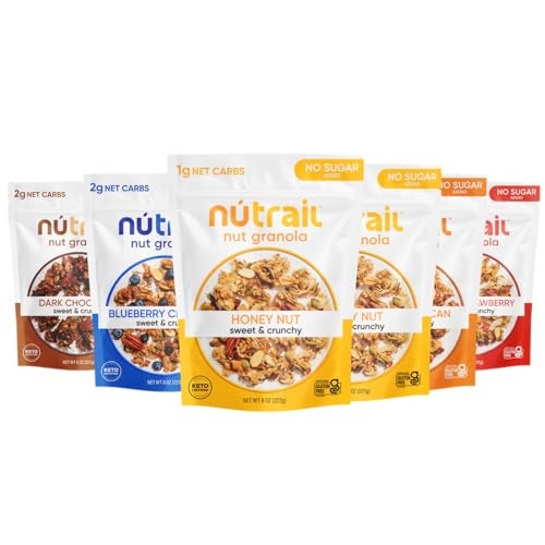 NuTrail Nut Granola, Variety Pack, No Sugar Added, Gluten Free, Grain Free, Keto, Low Carb, Healthy Breakfast Cereal 8 oz. 6 Count - Image 1