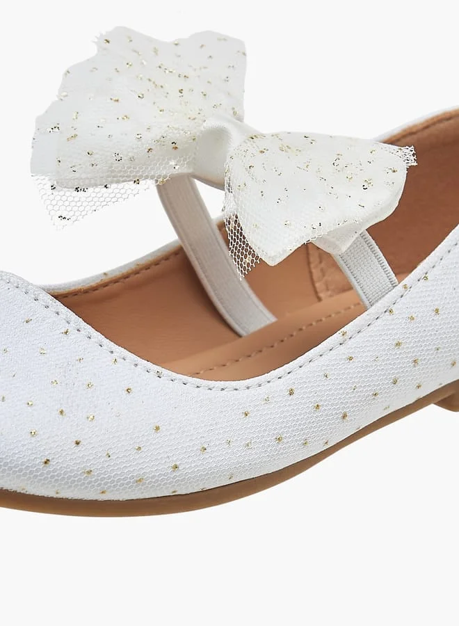 Flora Bella By Shoexpress Girls Textured Ballerina Shoes With Elastic And Bow Detail