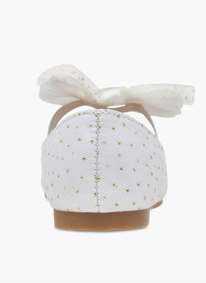 Flora Bella By Shoexpress Girls Textured Ballerina Shoes With Elastic And Bow Detail  - Image 5