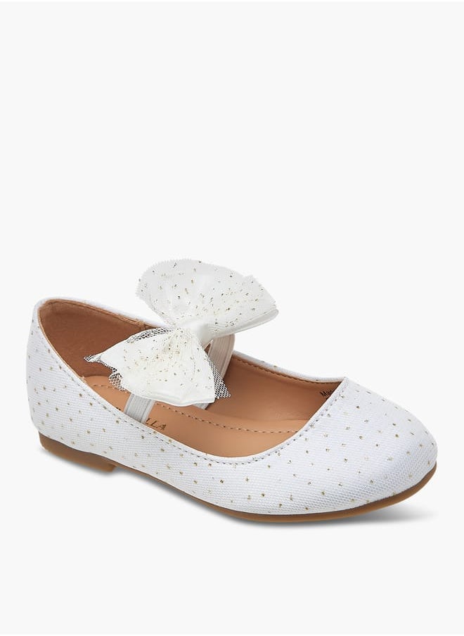 Flora Bella By Shoexpress Girls Textured Ballerina Shoes With Elastic And Bow Detail  - Image 1