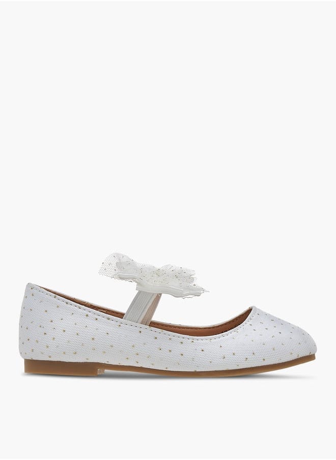 Flora Bella By Shoexpress Girls Textured Ballerina Shoes With Elastic And Bow Detail  - Image 3