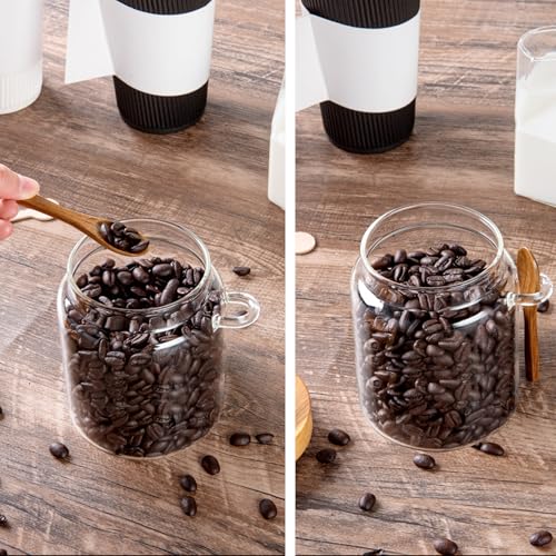 Taefaba Spice Jars Overnight Oats Containers with Airtight Lid and Wooden Spoon17 OZ Glass Food Storage Canisters Glass Jars for Coffee Bean Sugar Dry GoodsCookieCandyCerealTeaSalt - Image 3