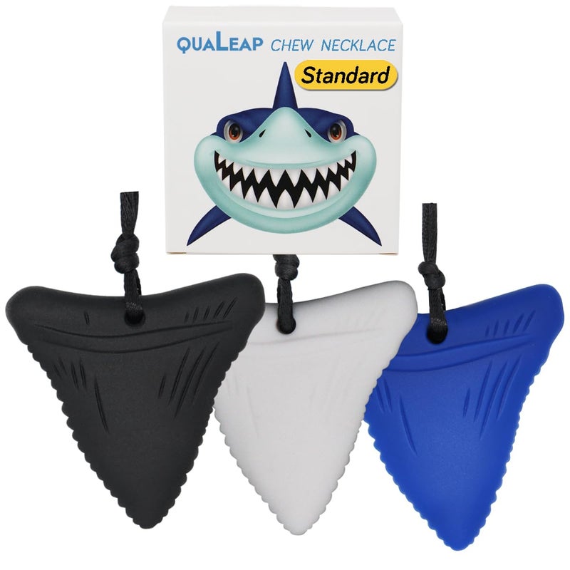 QUALEAP AMBER Shark Tooth Chew Necklace for Kids Chewing Teething Necklace Teether Necklace Chew Toys Teething Toys Chewing Autism Sensory Teether Toy Standard Normal Chewer - Image 3