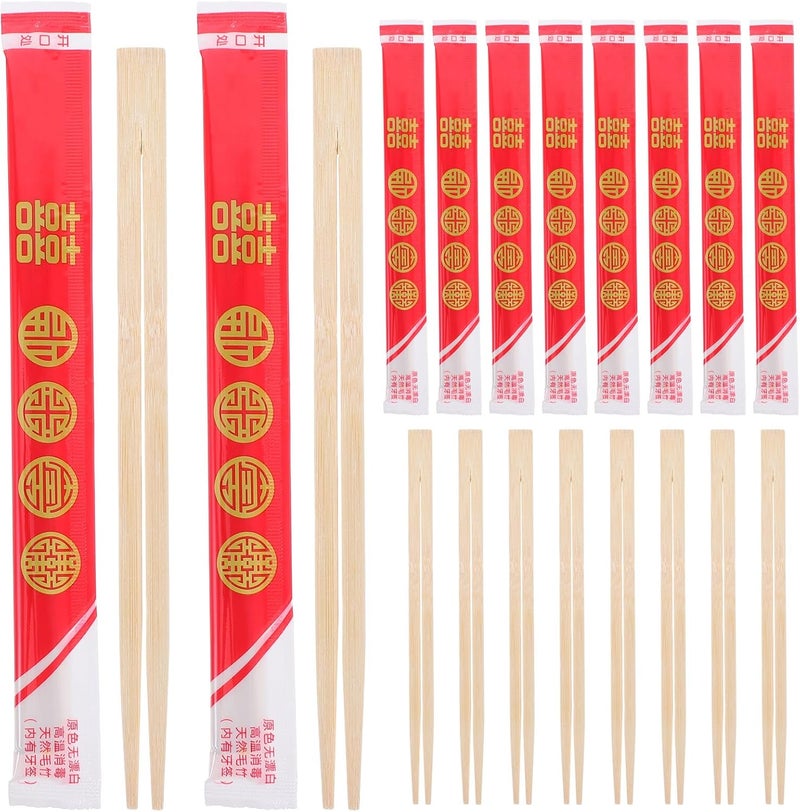 Lurrose 40 Pairs Crimson Chopsticks with Toothpicks, Traditional Chinese Fortune Sticks, Portable Flatware Set for Chinese New Year, Wedding Banquets, and Celebration Dining - Image 1