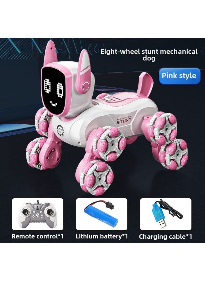 Intelligent Voice Control Robot Dog Children's Toy Boy Electric Remote Control Puppy Dog Electronic Baby Pet Gift-Color:Smart Mechanical Dog Pink -Specifications:Three Chargers, 3 Sets Of Batteries + Charging Cable  - Image 1