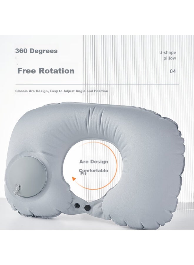 Suncojia Suncojia Inflatable U-shaped Pillow, Portable Pump-inflatable Pillow, Neck Support Pillow For Business Trips And Travel, Neck Pillow, Essential Travel Accessory - Image 5