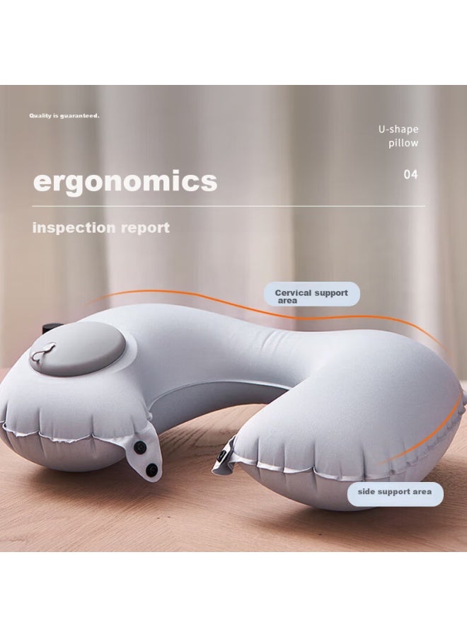 Suncojia Suncojia Inflatable U-shaped Pillow, Portable Pump-inflatable Pillow, Neck Support Pillow For Business Trips And Travel, Neck Pillow, Essential Travel Accessory - Image 4