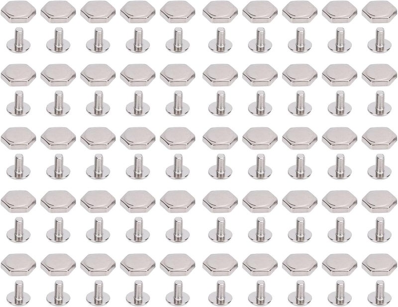 All-round applied quality 50 Sets 10mm Hex Rivets and Studs Heavy Duty Zinc Alloy Metal Binding Slotted Round Head Screw Kit for Leather Craft Clothing Decoration and Repair (Silver) Indoor outdoor use All climate suitability Fine polished finish Nationwide delivery Occasional & permanent usable Multi-style matching design Wide range usage design Spec upgraded improved quality Sand resistant Global simple assemble options Multi-market matching options Trendy flexible practical build Elegant practical design Hardened processed substance Ready goods scheduled ship Good ventilation Periodic restock local Global standard quality All environment compatible Transit damage prevent build Detachable clean Connectable modular Cost effective fine quality Backup reserve local stock - Image 1
