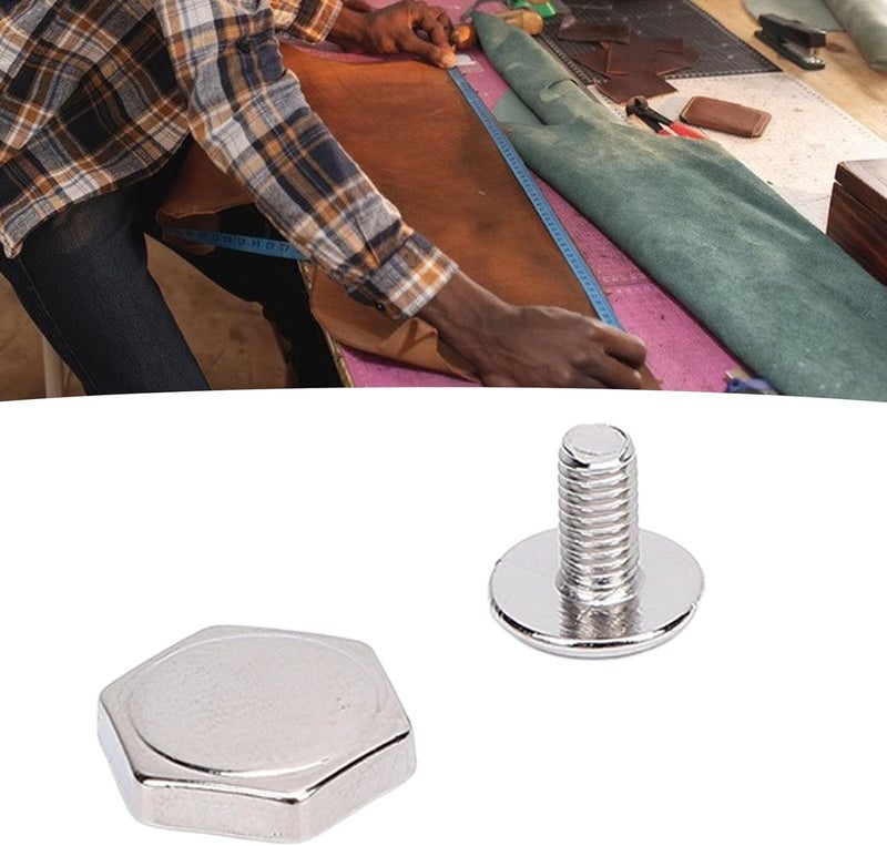 All-round applied quality 50 Sets 10mm Hex Rivets and Studs Heavy Duty Zinc Alloy Metal Binding Slotted Round Head Screw Kit for Leather Craft Clothing Decoration and Repair (Silver) Indoor outdoor use All climate suitability Fine polished finish Nationwide delivery Occasional & permanent usable Multi-style matching design Wide range usage design Spec upgraded improved quality Sand resistant Global simple assemble options Multi-market matching options Trendy flexible practical build Elegant practical design Hardened processed substance Ready goods scheduled ship Good ventilation Periodic restock local Global standard quality All environment compatible Transit damage prevent build Detachable clean Connectable modular Cost effective fine quality Backup reserve local stock - Image 3