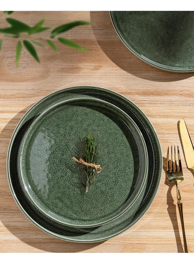 GBHOME Stoneware Dinnerware Sets for 4 - Round Reactive Glaze Ceramic Plates and Bowls Set - Image 3