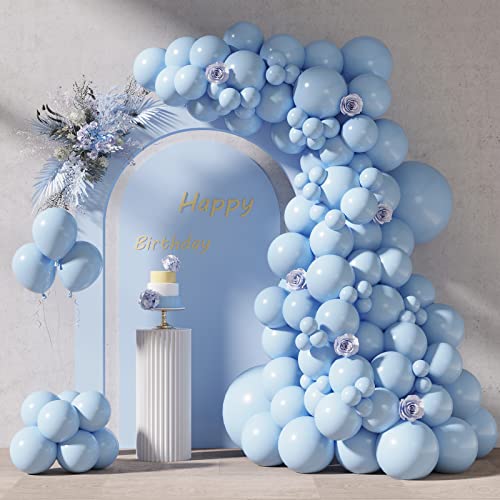 RUBFAC 87pcs Pastel Blue Balloons Different Sizes 18 12 10 5 Inches for Garland Arch, Premium Blue Latex Balloons for Birthday Wedding Baby Shower Bridal Shower Party Decorations - Image 1