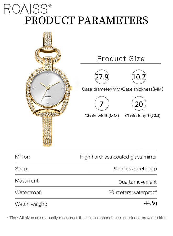 roaiss Women's Sparkling Irregular Hollow Bracelet Quartz Watch with Rhinestone Decoration, Analog Display Round Dial, Luxury Exquisite Waterproof Watch, as Gift for Ladies - Image 4