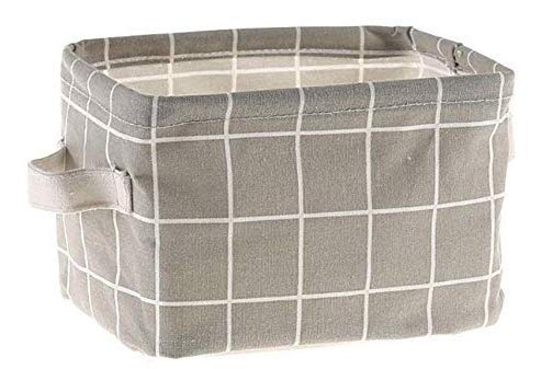 KolorFish Cute Fabric Storage Basket Bins, Home Decor Canvas Organizers Bag, Storage Bins Basket for Adult Makeup, Baby Toys Liners, Books (1 Unit, Grey Checks) - Image 1