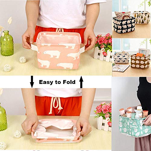 KolorFish Cute Fabric Storage Basket Bins, Home Decor Canvas Organizers Bag, Storage Bins Basket for Adult Makeup, Baby Toys Liners, Books (1 Unit, Grey Checks) - Image 4