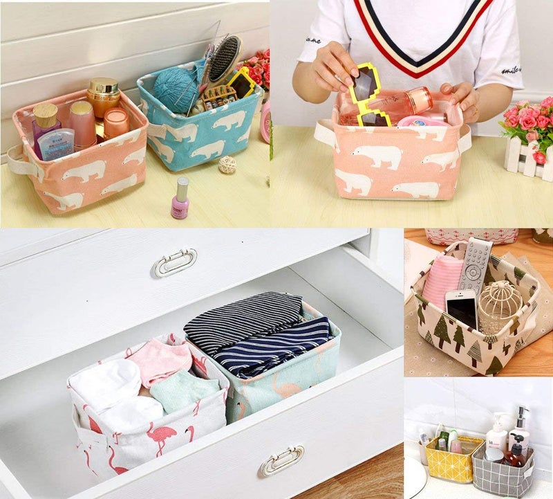 KolorFish Cute Fabric Storage Basket Bins, Home Decor Canvas Organizers Bag, Storage Bins Basket for Adult Makeup, Baby Toys Liners, Books (1 Unit, Grey Checks) - Image 3