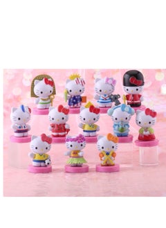 Y&D 12 Pack Kawaii Sanrio Figure Hello Kitty Figure Birthday Party Supplies, Cinnamon Cupcake Toppers, Cute Mini Figure Toys  Birthday Party Favor For Kids Fans Collection Bouquet Desk Decor  - Image 1