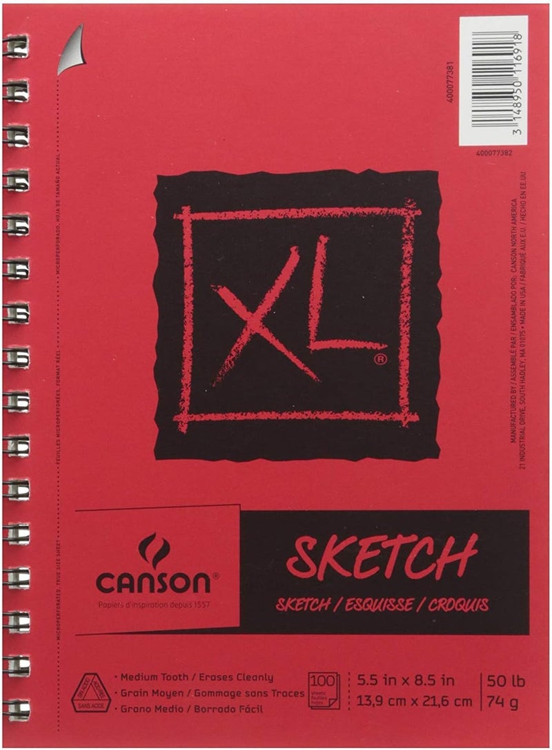 Canson XL Series Sketchbook Foldover Pad 9x12 inches 125 Sheets 50lb74g  Artist Paper for Adults and Students  Graphite Charcoal Pencil Colored Pencil - Image 1