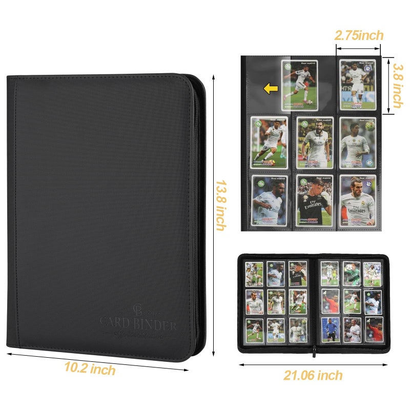 CARDBINDER 9 Pockets Card Binder,Premium Zip Trading Card Binder,540 Double Sided Pocket PU Collection Binder, Collector Album, Card Folder for MTG, TCG, Business Cards.(Black) - Image 2