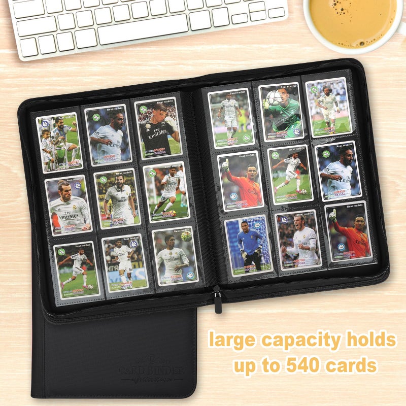 CARDBINDER 9 Pockets Card Binder,Premium Zip Trading Card Binder,540 Double Sided Pocket PU Collection Binder, Collector Album, Card Folder for MTG, TCG, Business Cards.(Black) - Image 4