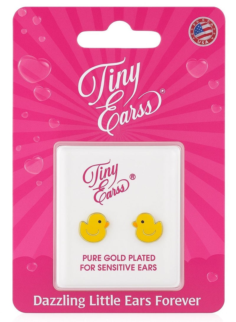 Earss Duck Stud Earrings For Kids, Gold Plated - Image 4