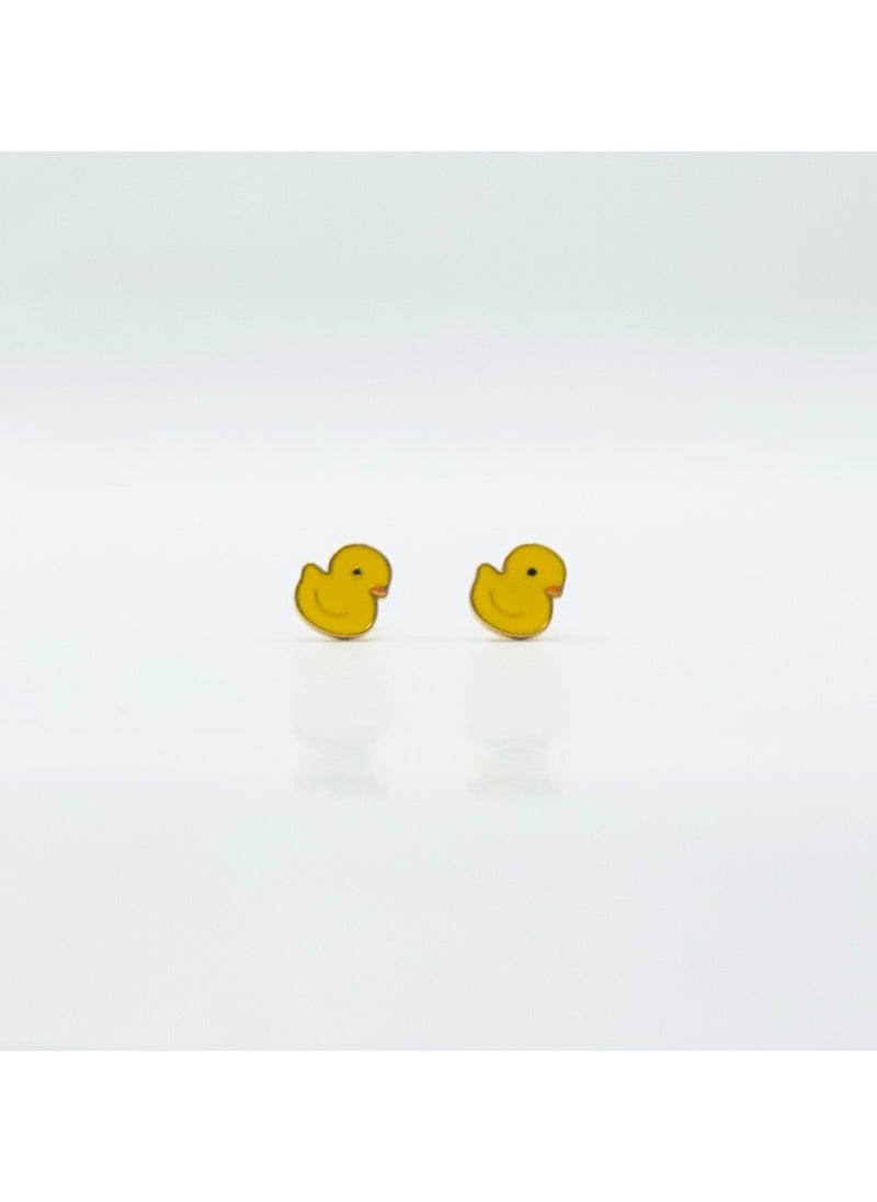 Earss Duck Stud Earrings For Kids, Gold Plated  - Image 1