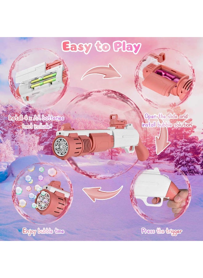 مسدسات فقاعات الصابون من يوتري، آلة فقاعات أوتوماتيكية للأطفال، لعبة فقاعات تزيد عن 6000 فقاعة في الدقيقة مع سائل فقاعات 100 مل للأطفال، لعبة، عيد ميلاد، هدايا للبنات والأولاد (بينك) - Image 3