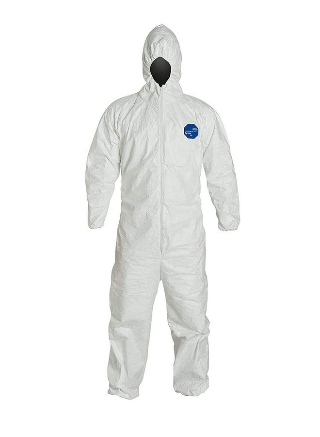 Tyvek Disposable Suit by Dupont with Elastic Wrists, Ankles and Hood (3XL) White