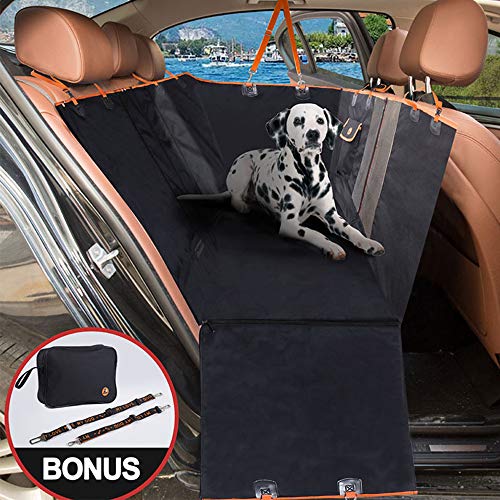 Enkarl Dog Car Seat Cover, Convertible Dog Hammock Scratchproof Pet Car Seat Cover with Mesh Window, Storage Bag and Seat Belts, Durable Nonslip Dog Seat Cover for Cars Trucks SUVs (Black) - Image 3