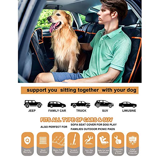Enkarl Dog Car Seat Cover, Convertible Dog Hammock Scratchproof Pet Car Seat Cover with Mesh Window, Storage Bag and Seat Belts, Durable Nonslip Dog Seat Cover for Cars Trucks SUVs (Black) - Image 5