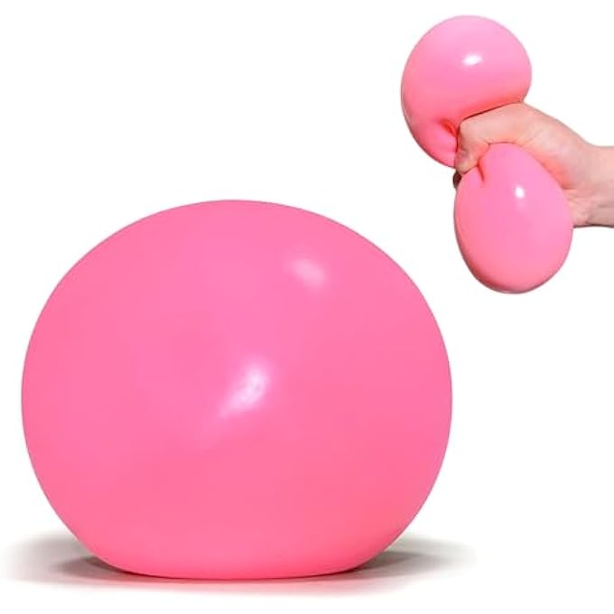 EVDERS Giant Squishy Stress Balls for Kids and Adults - 4-Inch Jumbo Squishy Toys Dough Stress Ball, Stretchy Squeeze Fidget Toys for Boys, Girls, Birthday Gift, Easter Basket Stuffers (Pink) - Image 1