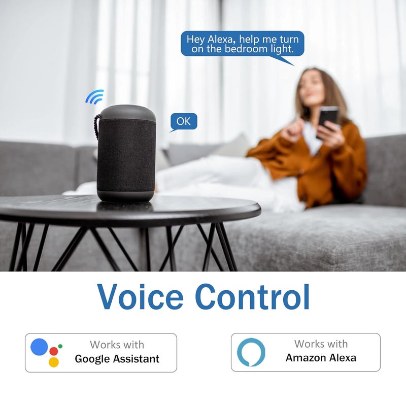 ماكايورون مفتاح لمس واي فاي Makayuron TuyaSmart (التحكم الصوتي) – التحكم الصوتي عبر Alexa و Google، التحكم المزدوج الذكي في الإضاءة عبر التطبيق، جدولة تلقائية، أسود، مجموعتان - Image 5